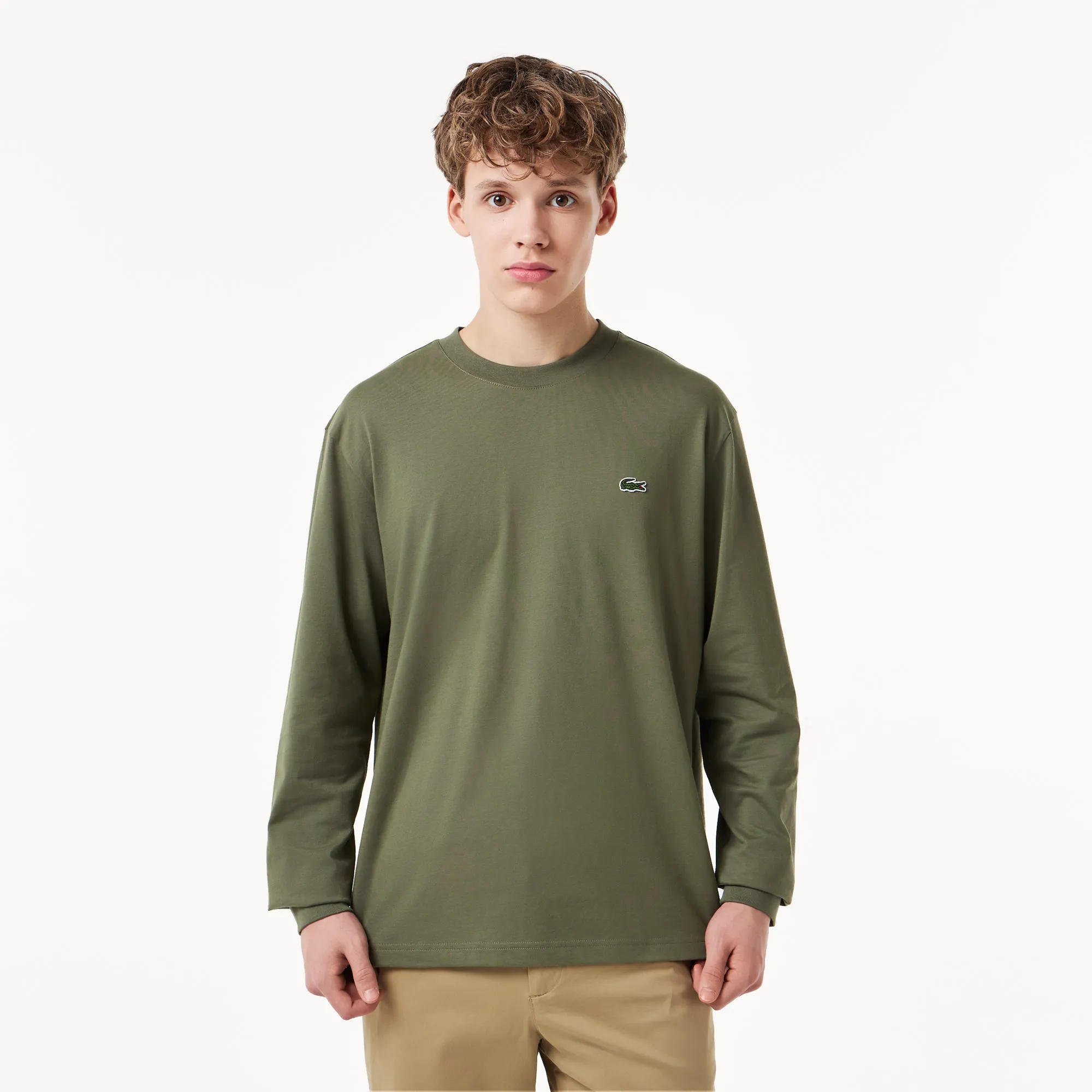 Мужской лонгслив Lacoste из хлопка, зеленый, арт. TH7307