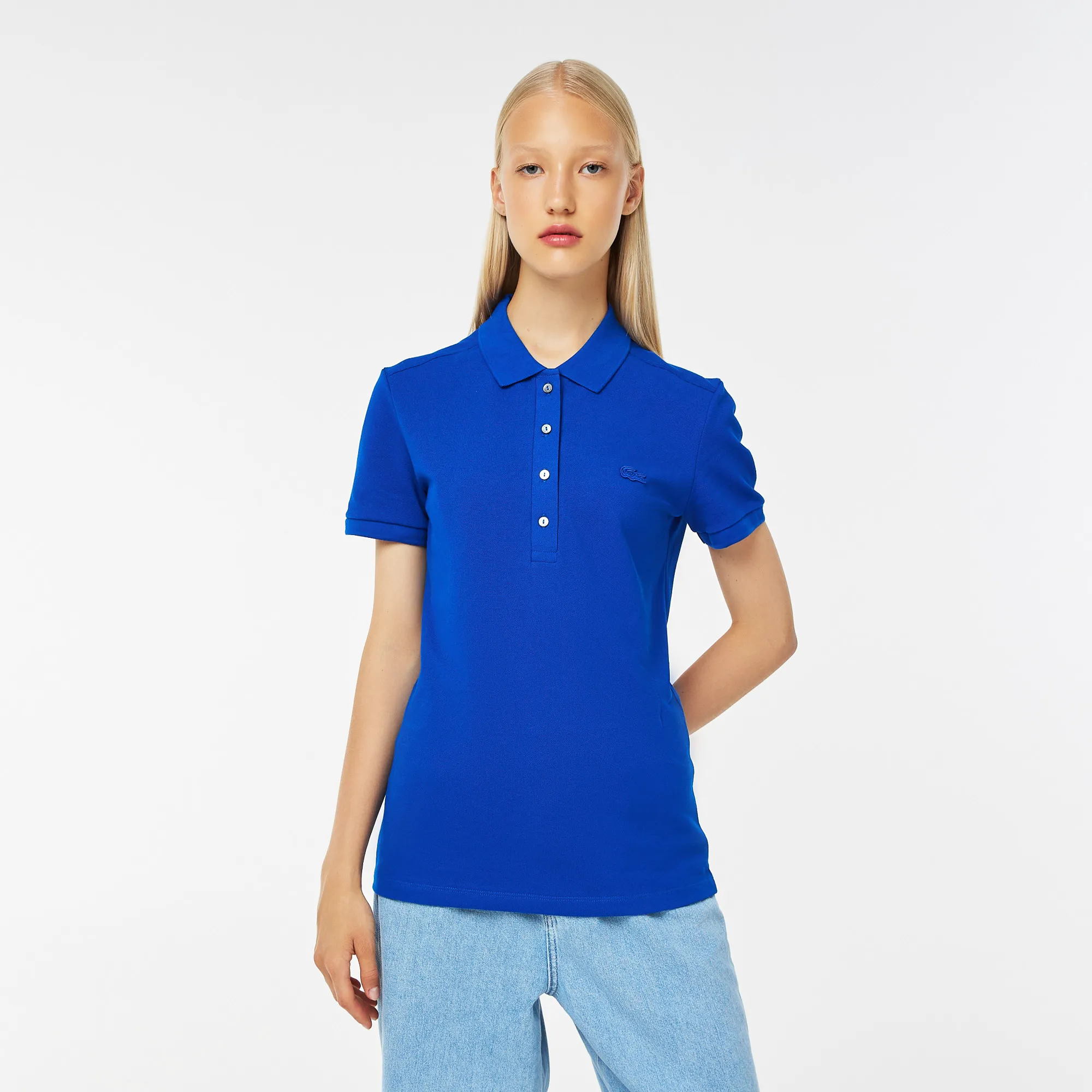 Женское поло Lacoste Slim Fit из эластичного хлопка, синий, арт. PF5462