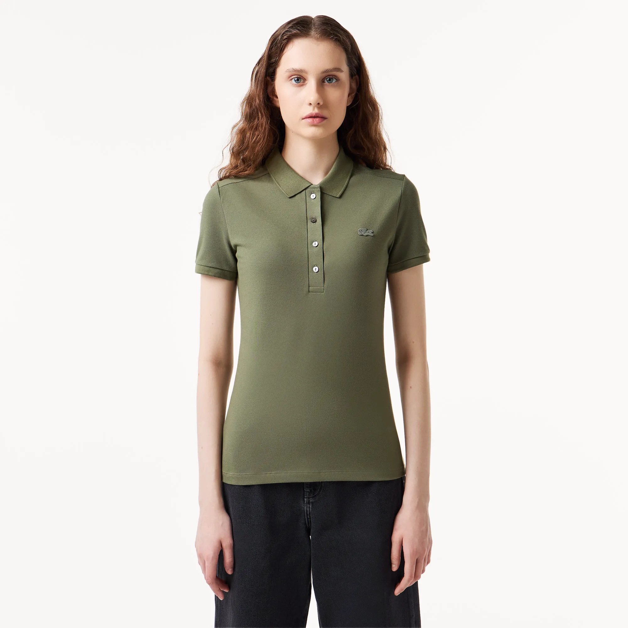 Женское поло Lacoste Slim Fit из эластичного хлопка, зеленый, арт. PF5462