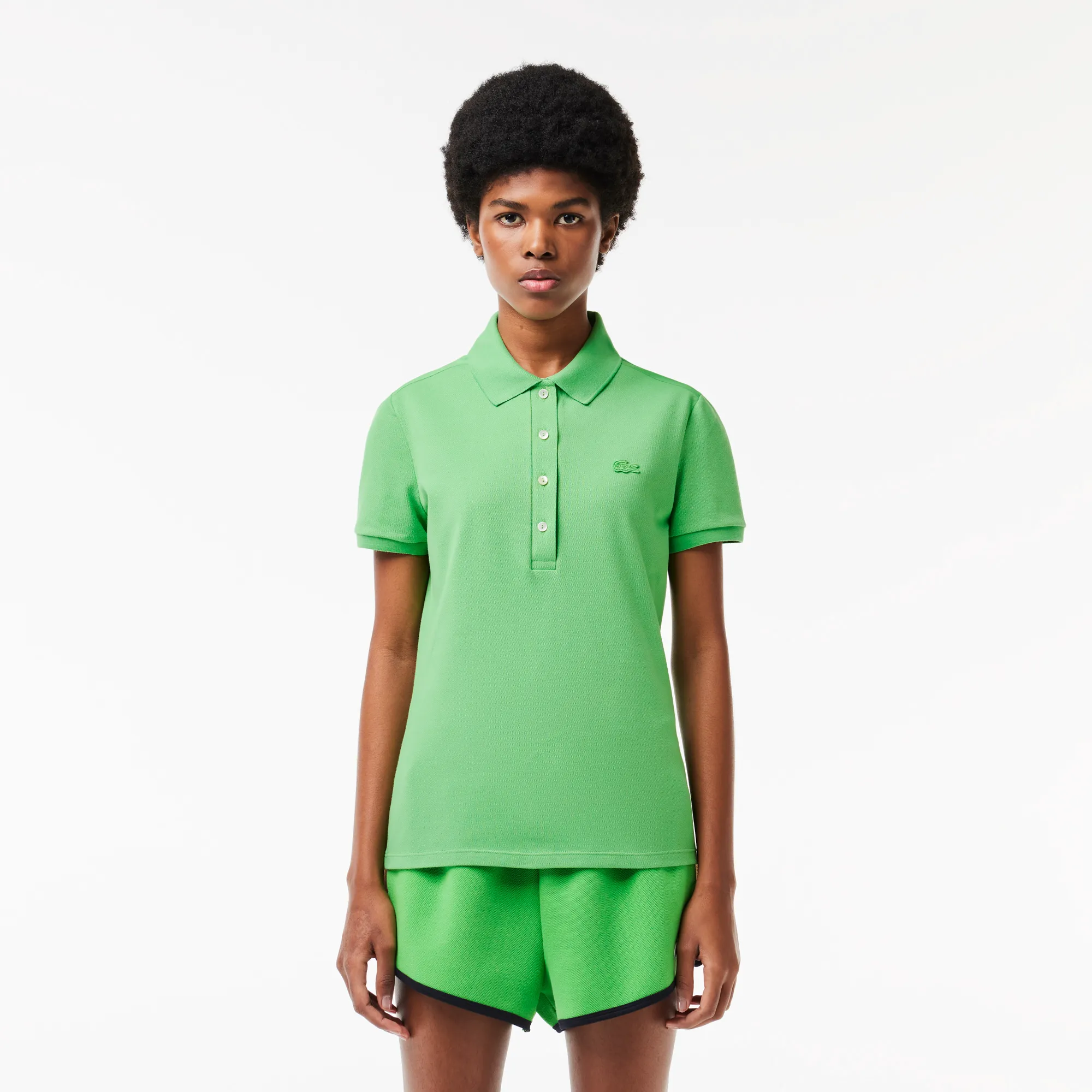 Женское поло Lacoste Slim Fit из эластичного хлопка, зеленый, арт. PF5462