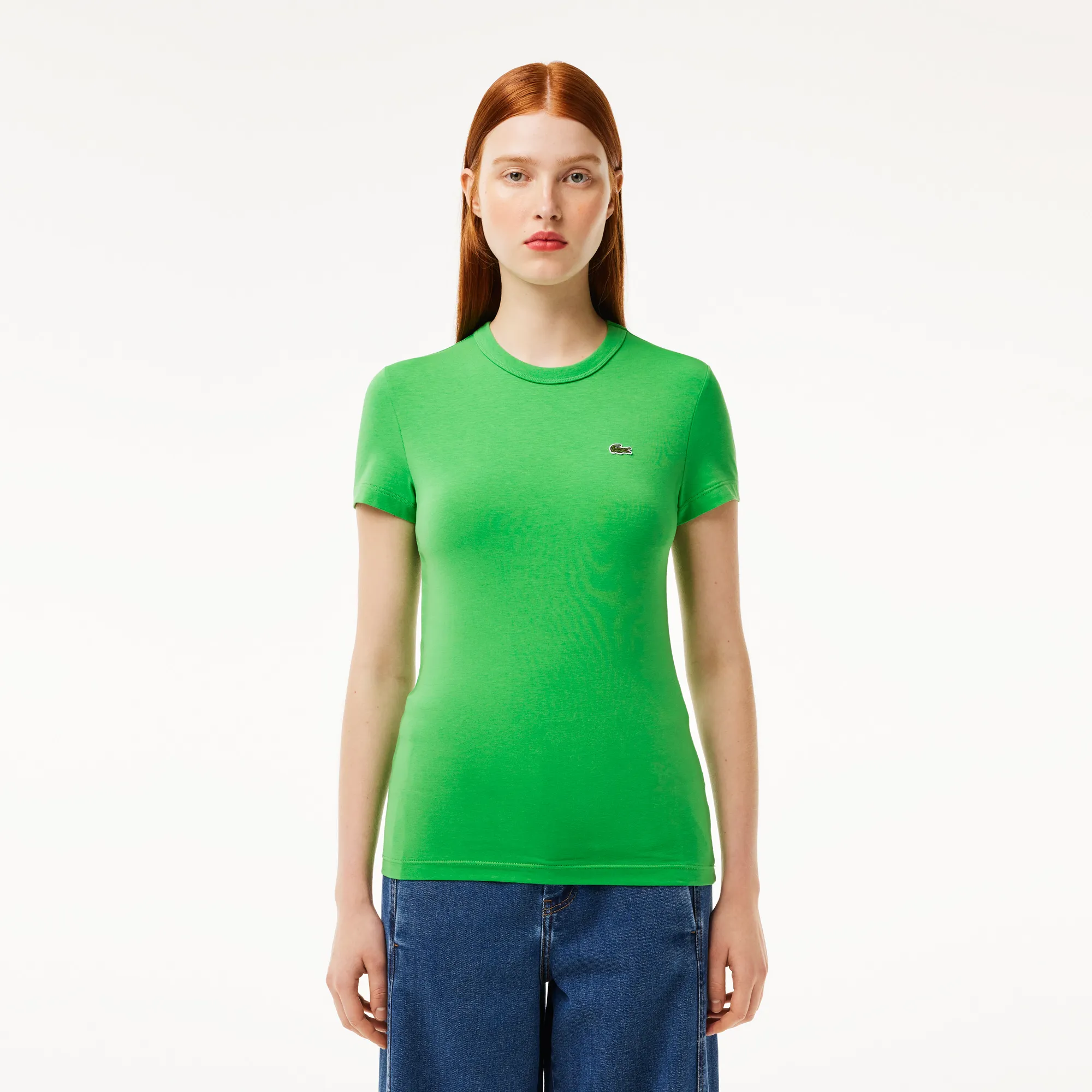 Женская хлопковая футболка Lacoste Relaxed Fit, зеленый, арт. TF7218