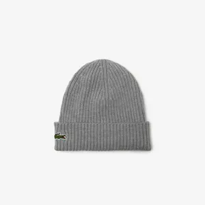 Шерстяная шапка Lacoste Unisex в рубчик, серый, арт. RB0001
