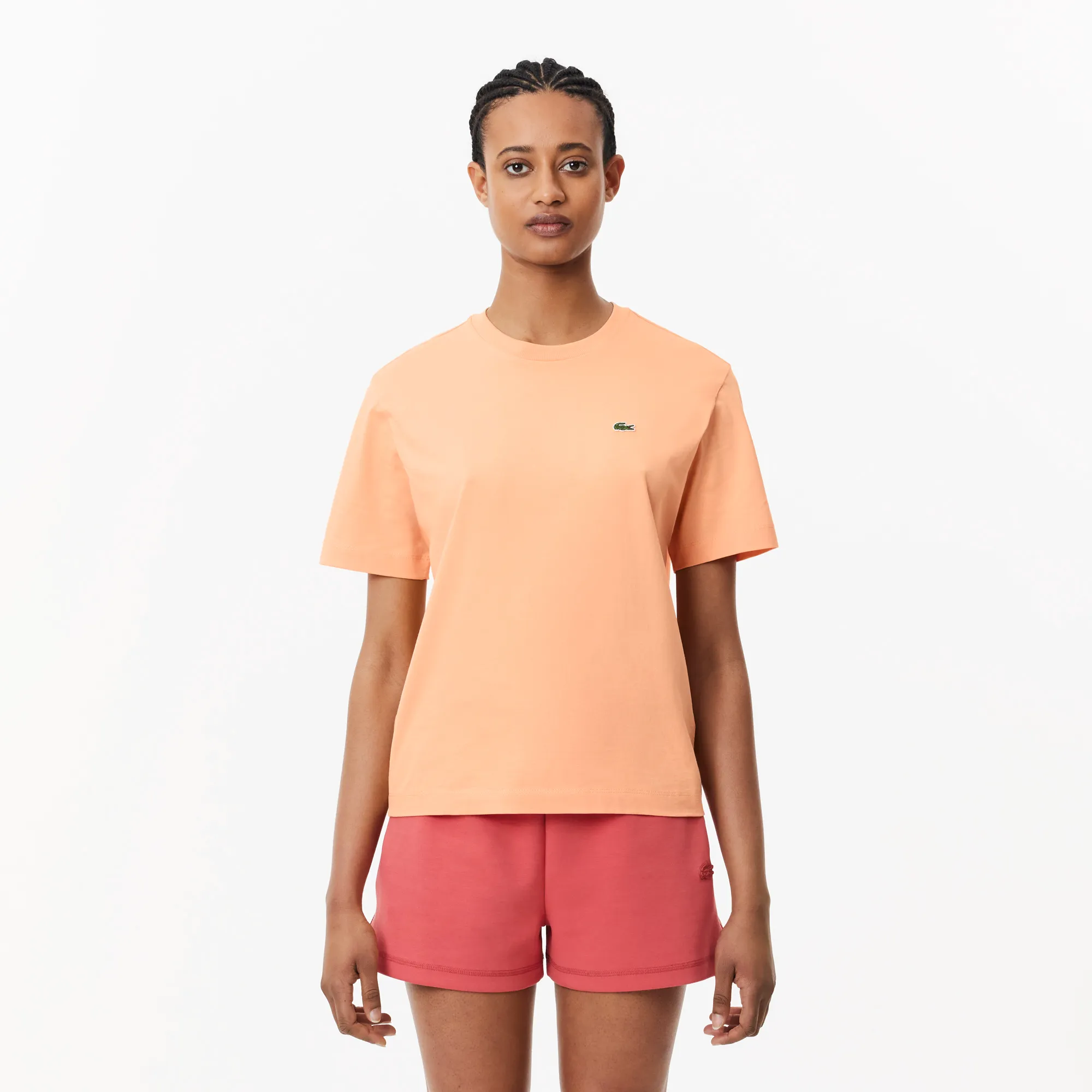 Женская футболка Lacoste Loose Fit из мягкого хлопка, оранжевый, арт. TF7215