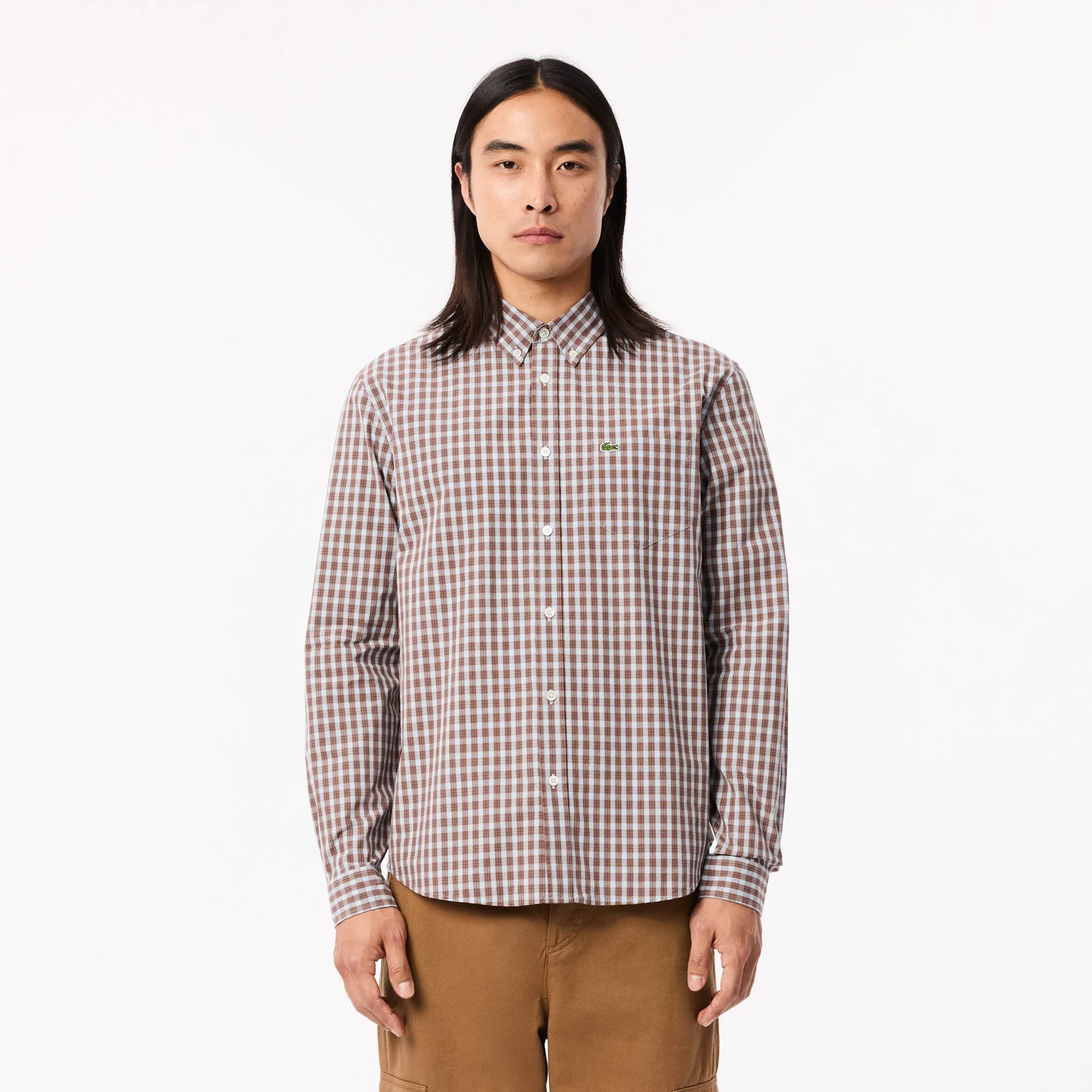 Мужская рубашка Lacoste Regular Fit в клетку, серый, арт. CH6981