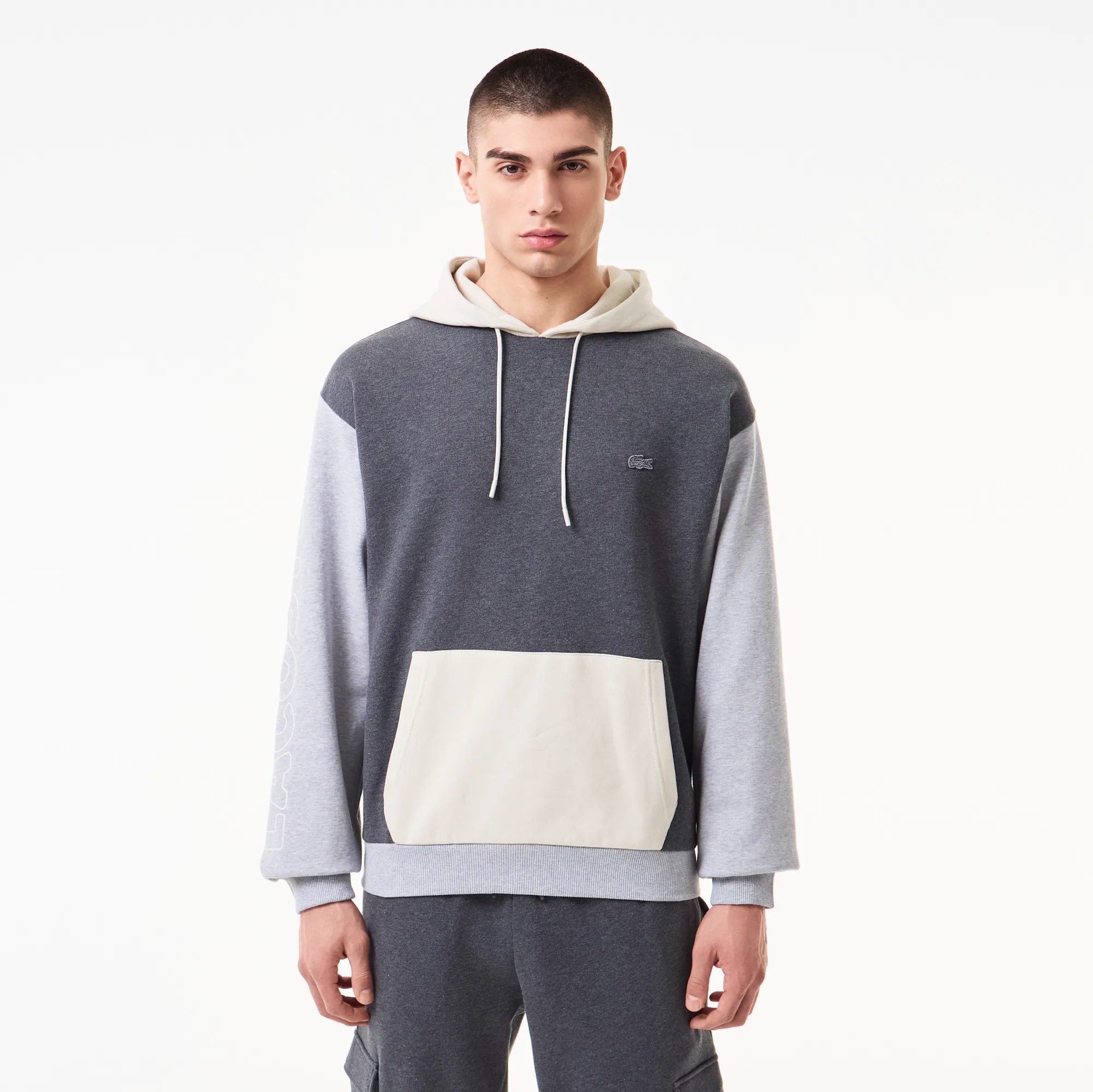 Мужская толстовка Lacoste с капюшоном, серый, арт. SH2514
