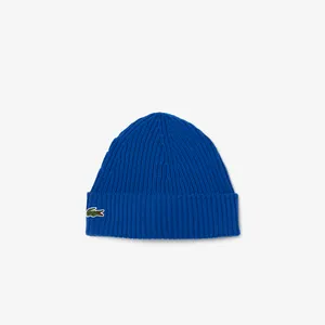 Шерстяная шапка Lacoste Unisex в рубчик, синий, арт. RB0001