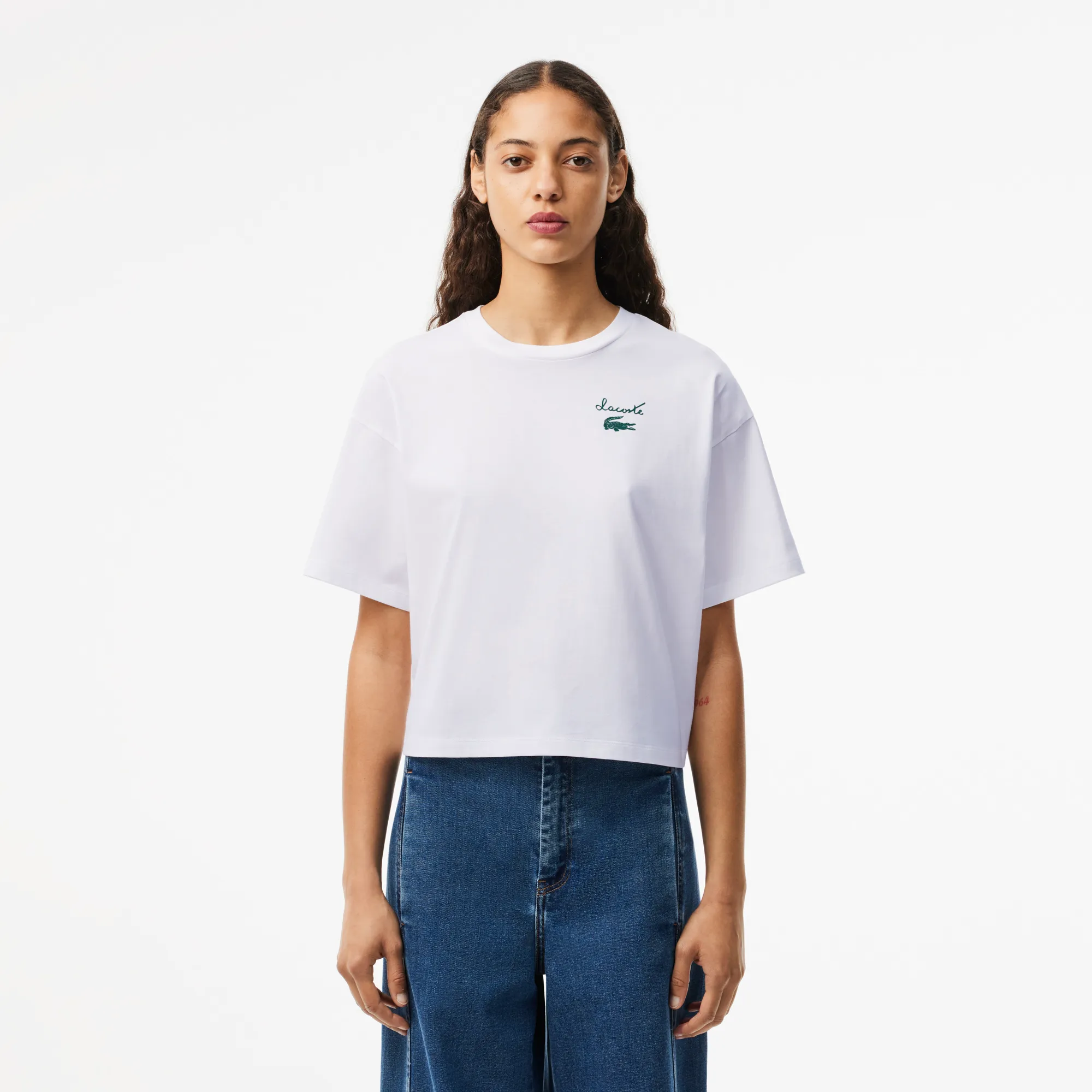 Женская футболка Lacoste из хлопка, белый, арт. TF2523