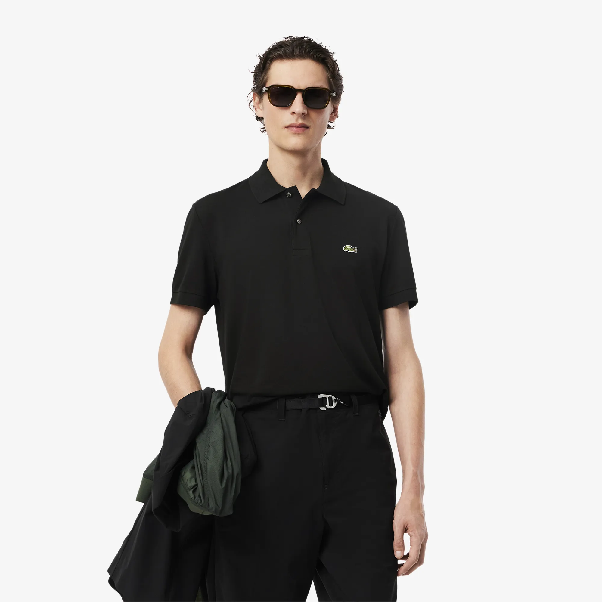 Мужское поло Lacoste из смеси эластичного органического хлопка, черный, арт. PH9851