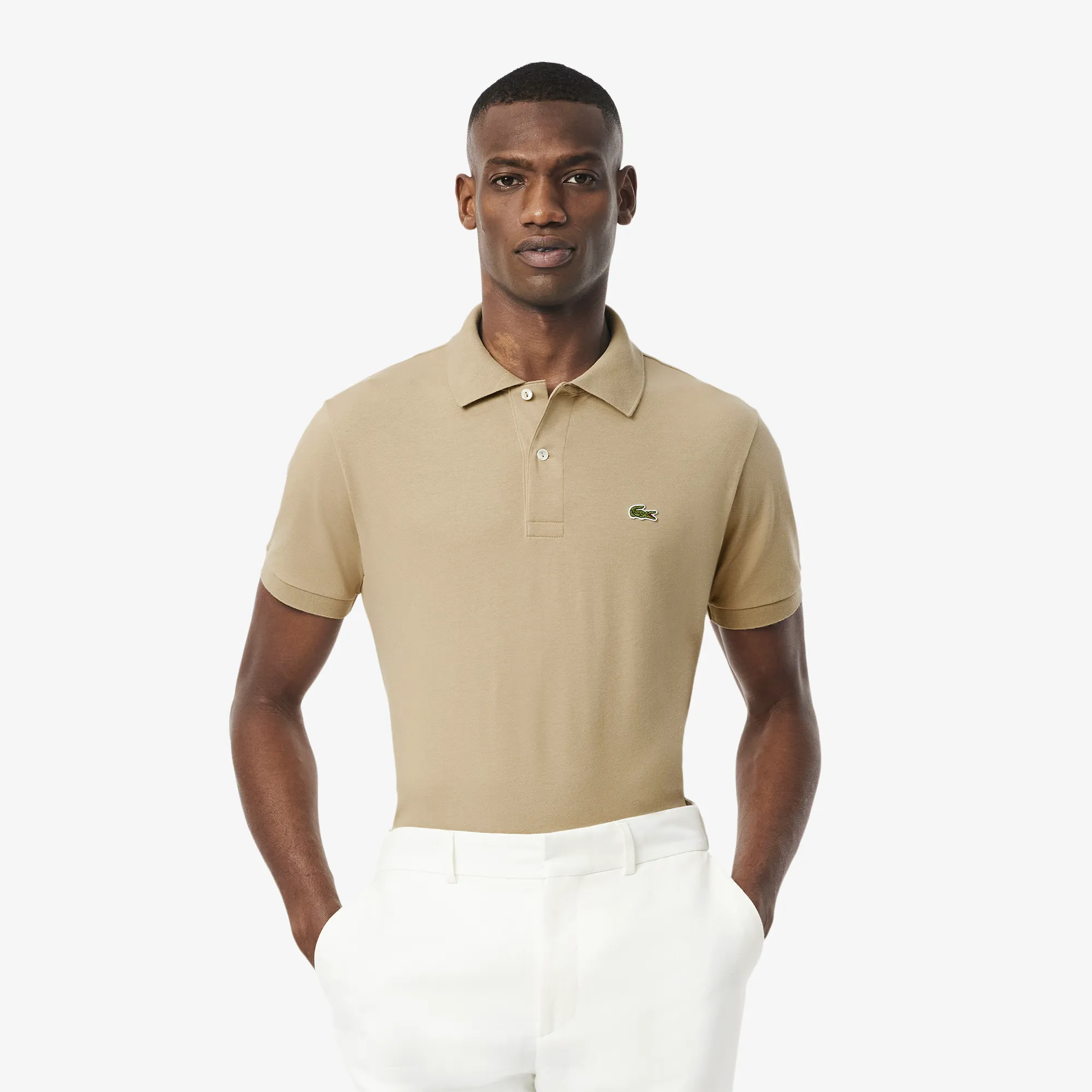 Мужское поло Lacoste из смеси эластичного органического хлопка, бежевый, арт. PH9851
