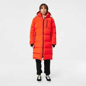Женская стеганая куртка-пуховик Lacoste с капюшоном, оранжевый, арт. BF2425
