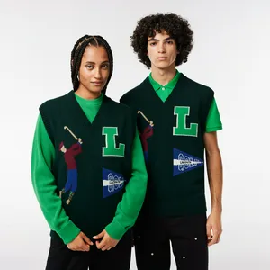 Шерстяной жилет Lacoste Unisex на пуговицах, зеленый, арт. AH0814