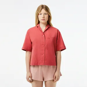 Женская рубашка Lacoste OVERSIZED с коротким рукавом, красный, арт. CF6918