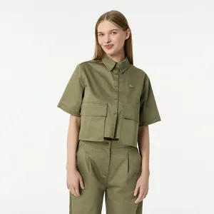 Женская рубашка Lacoste из эластичного хлопка, хаки, арт. CF0516