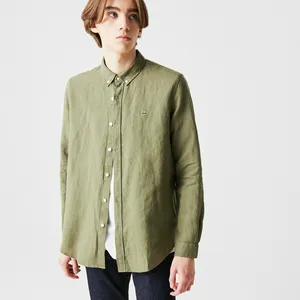 Мужская льняная рубашка Lacoste Slim Fit, зеленый, арт. CH0826L