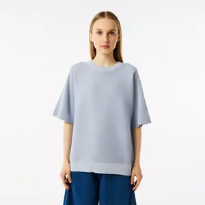 Женская вязаная футболка Lacoste Oversize с коротким рукавом, голубой, арт. AF0406