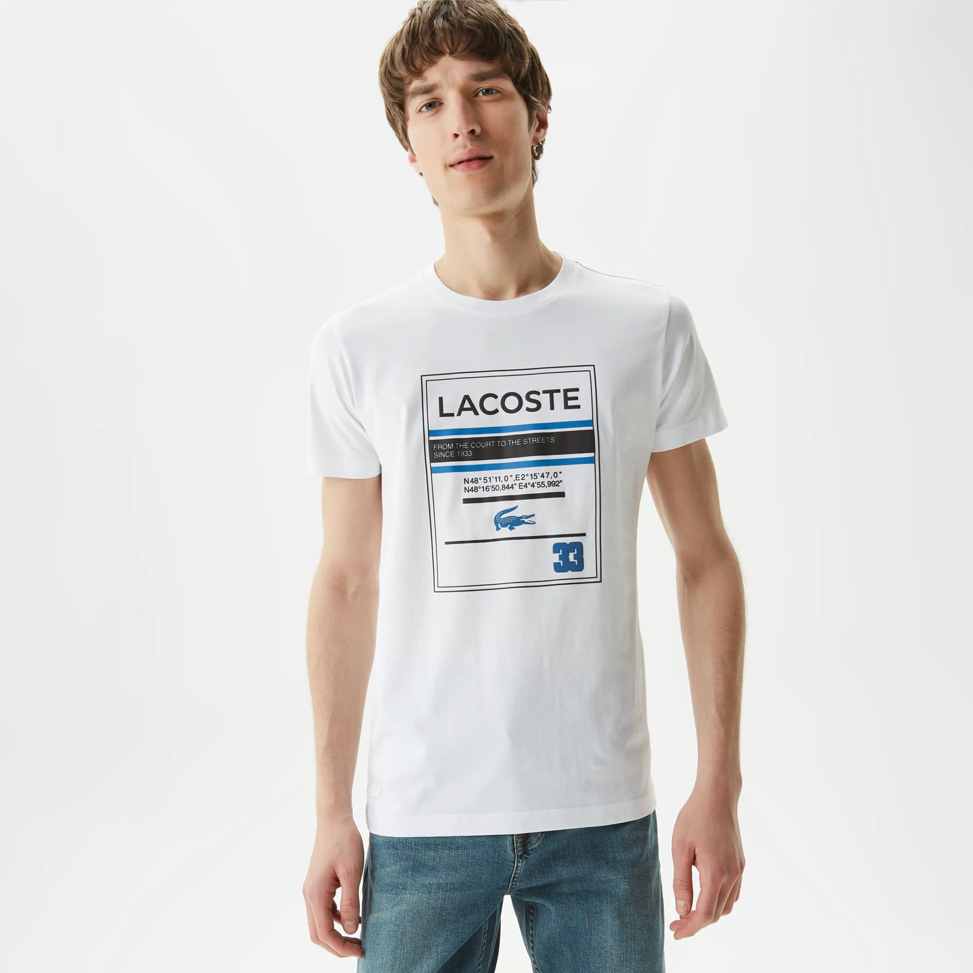Мужская футболка Lacoste Slim Fit, белый, арт. TH0329