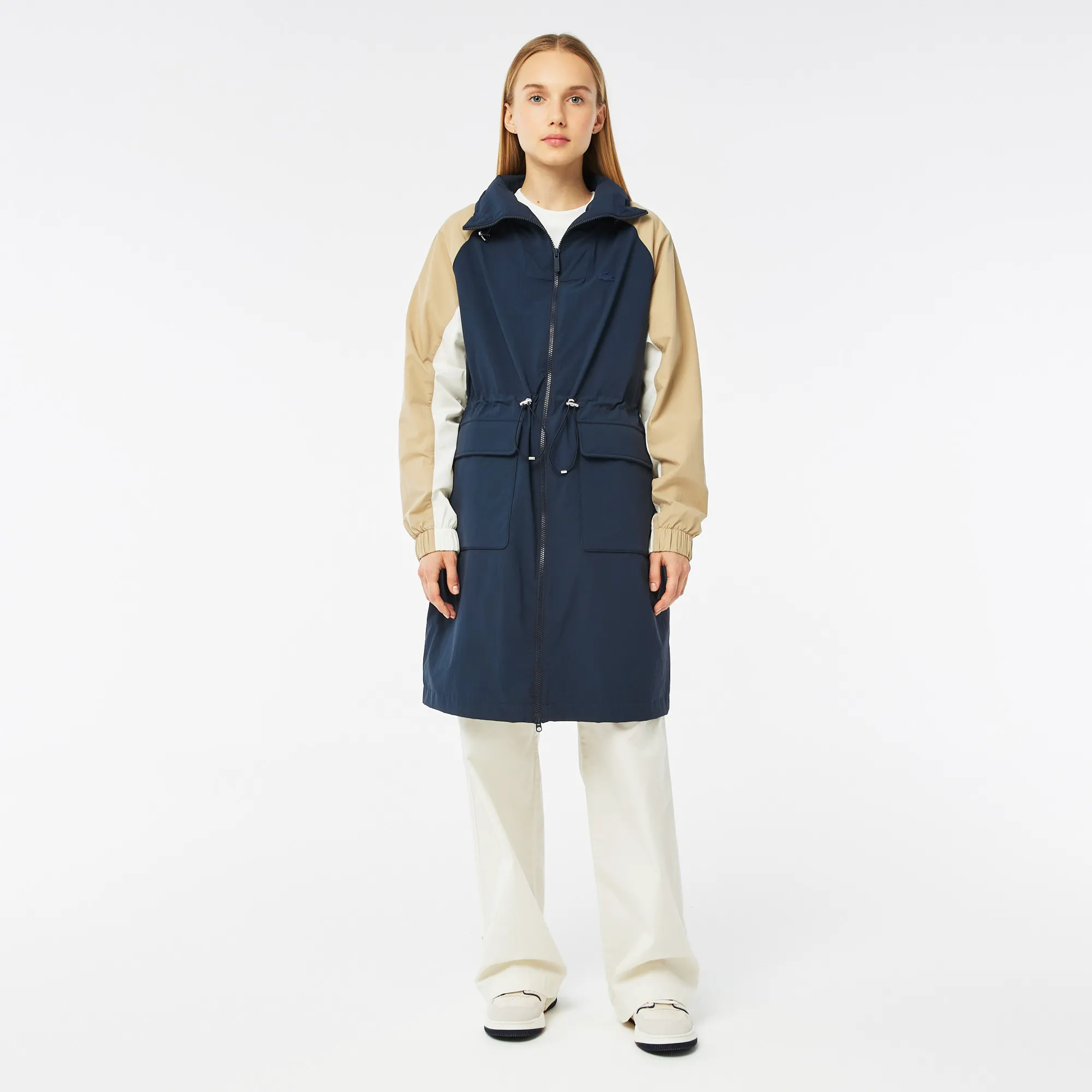 Женская двухцветная парка Lacoste с поясом, синий, арт. BF0322