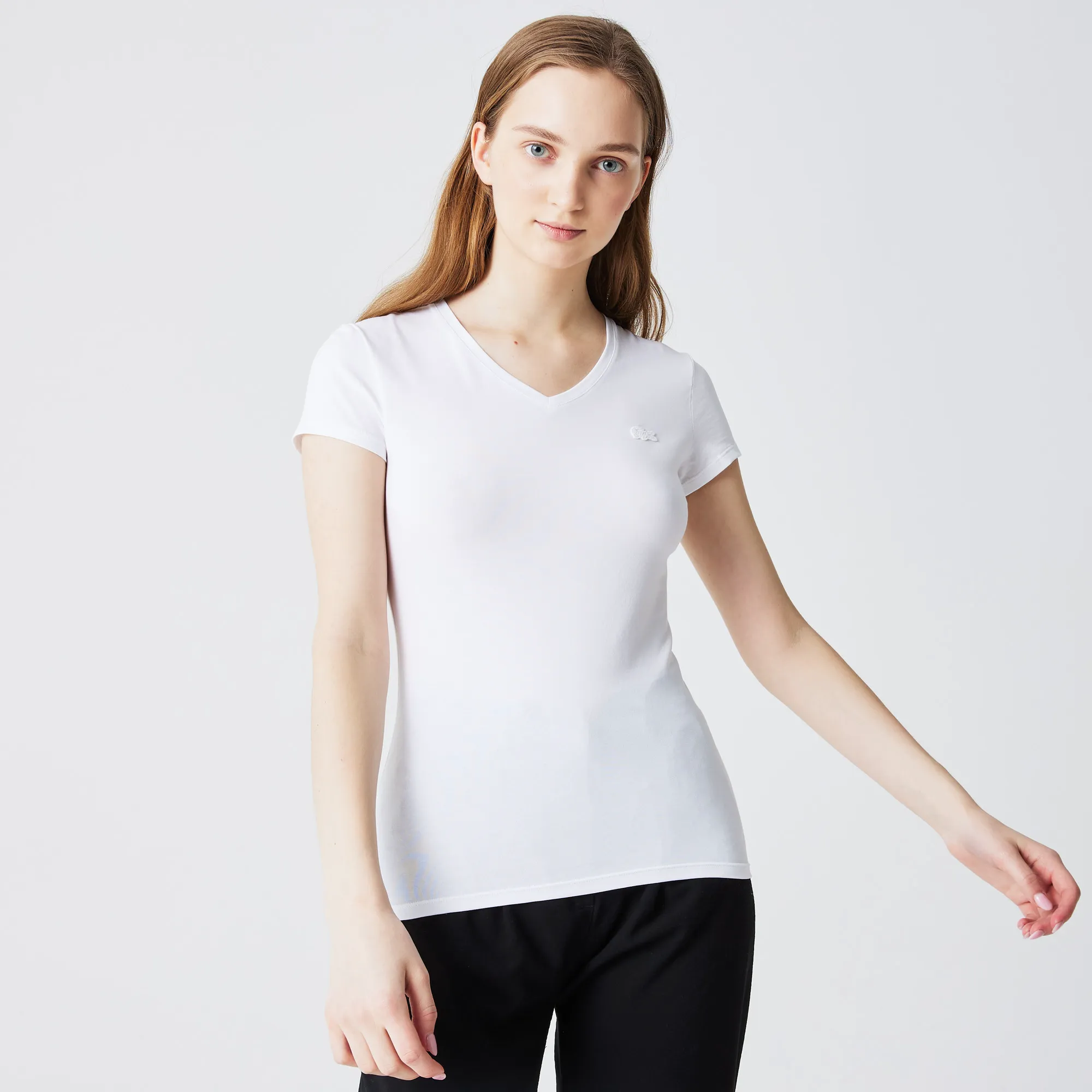 Женская футболка Lacoste Slim Fit, белый, арт. TF2214