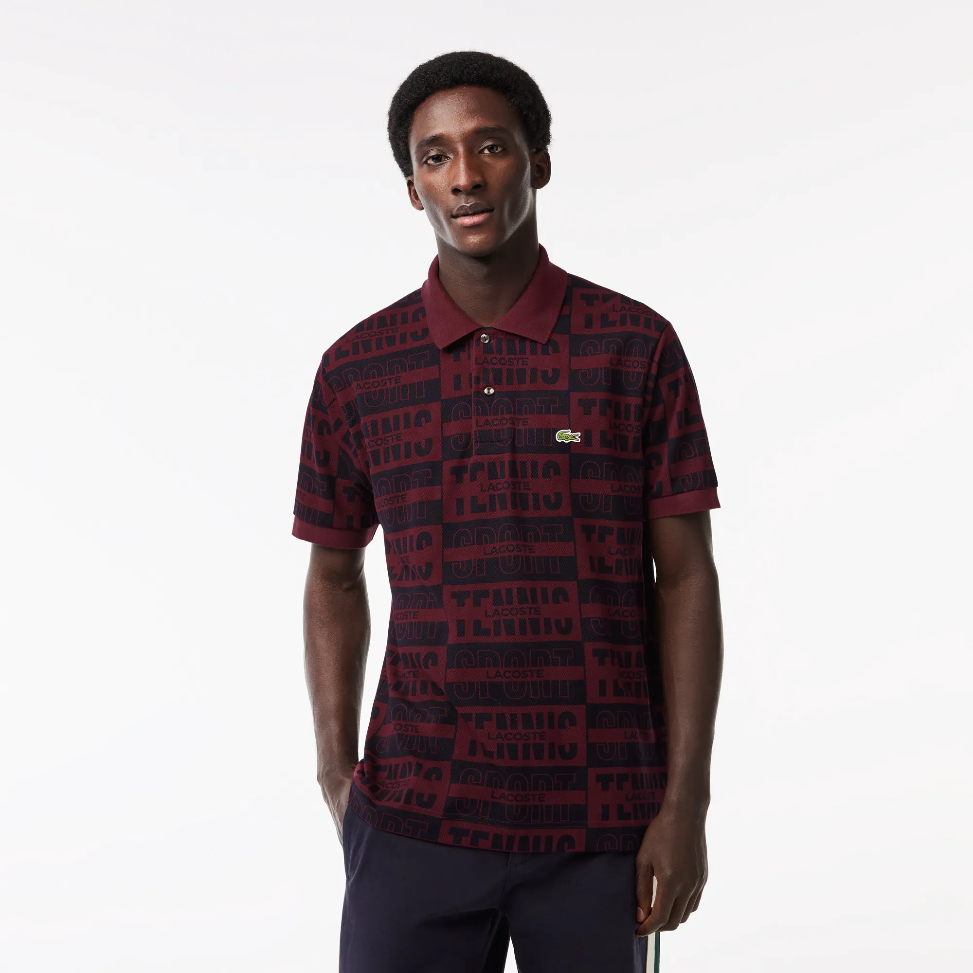Мужское поло Lacoste L.12.12 с принтом, красный, арт. PH2057