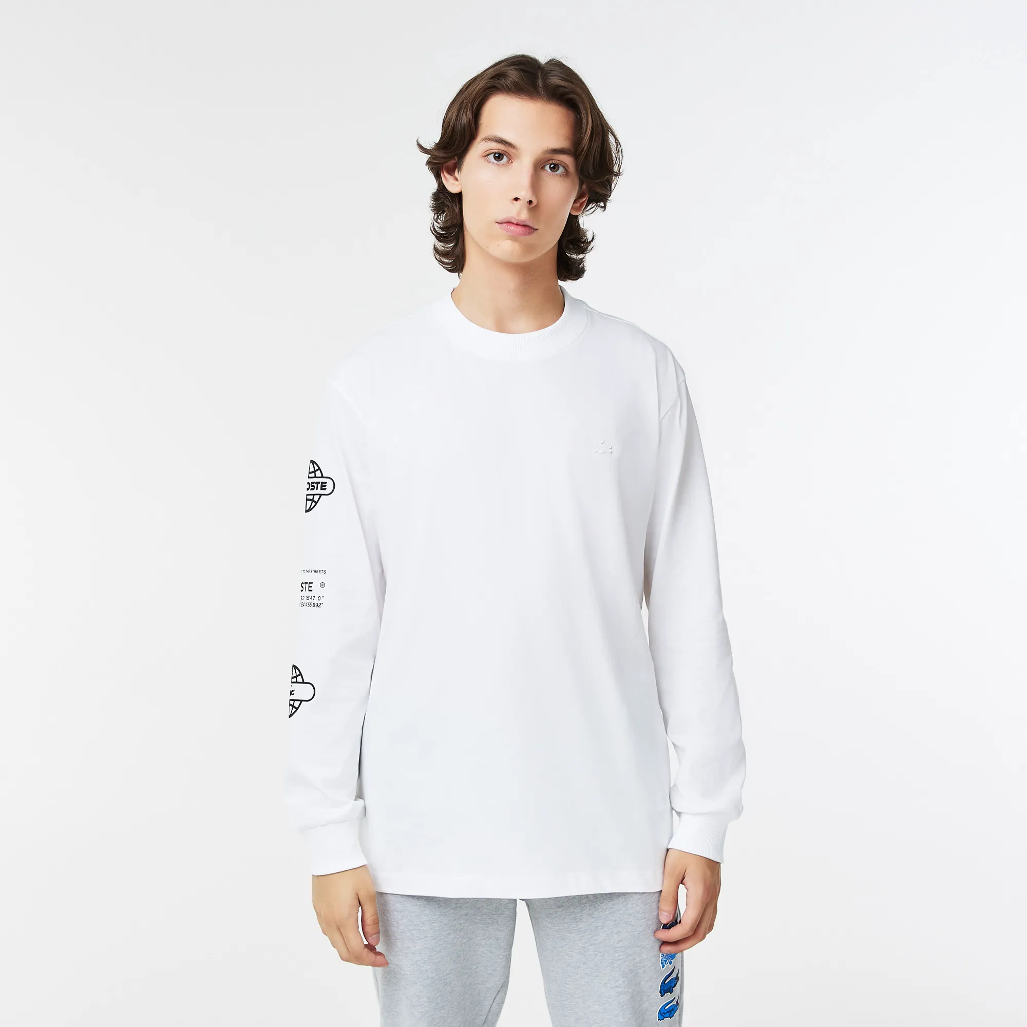 Мужская футболка Lacoste Regular Fit с длинным рукавом, белый, арт. TH2409