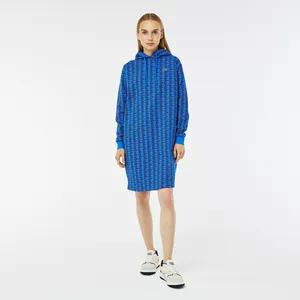 Платье Lacoste Regular Fit с длинными рукавами и капюшоном, синий, арт. EF2434