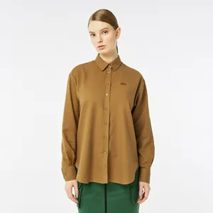 Женская рубашка Lacoste Relaxed Fit, коричневый, арт. CF2432