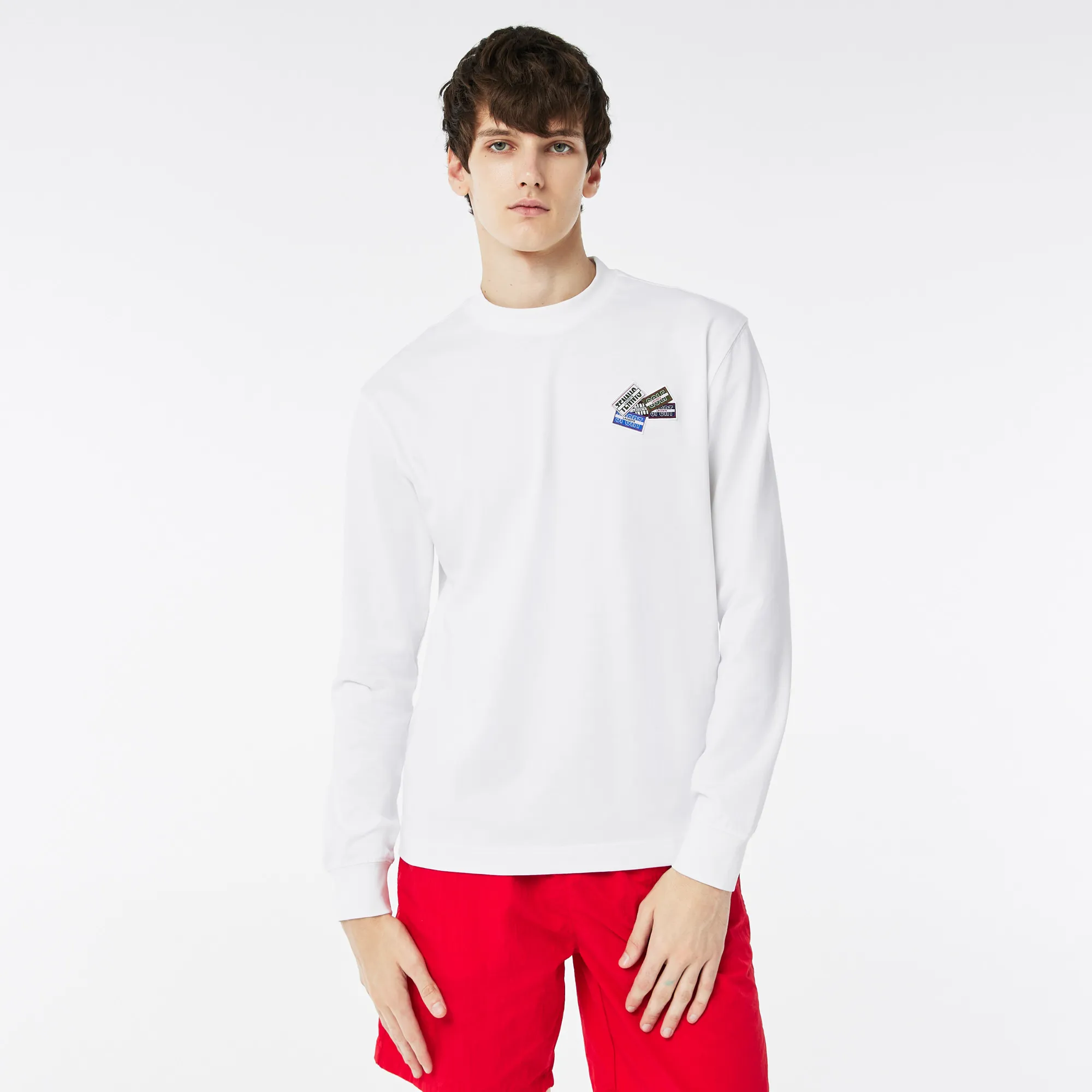 Мужская футболка Lacoste с длинными рукавами, белый, арт. TH2061