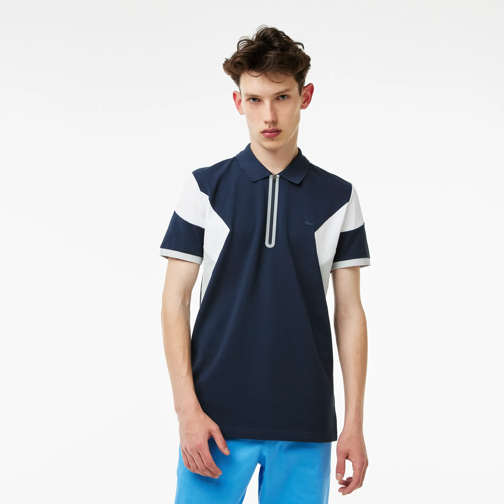 Мужское поло Lacoste Regular Fit на молнии, синий, арт. PH0314