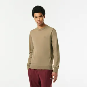 Мужской свитер Lacoste из шерсти мериноса, бежевый, арт. AH1969
