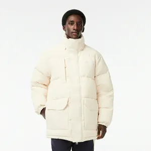 Мужской водонепроницаемый пуховик Lacoste с капюшоном, белый, арт. BH1583