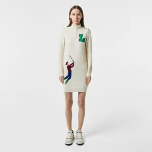 Женское платье Lacoste с высоким воротом на молнии, белый, арт. EF2429