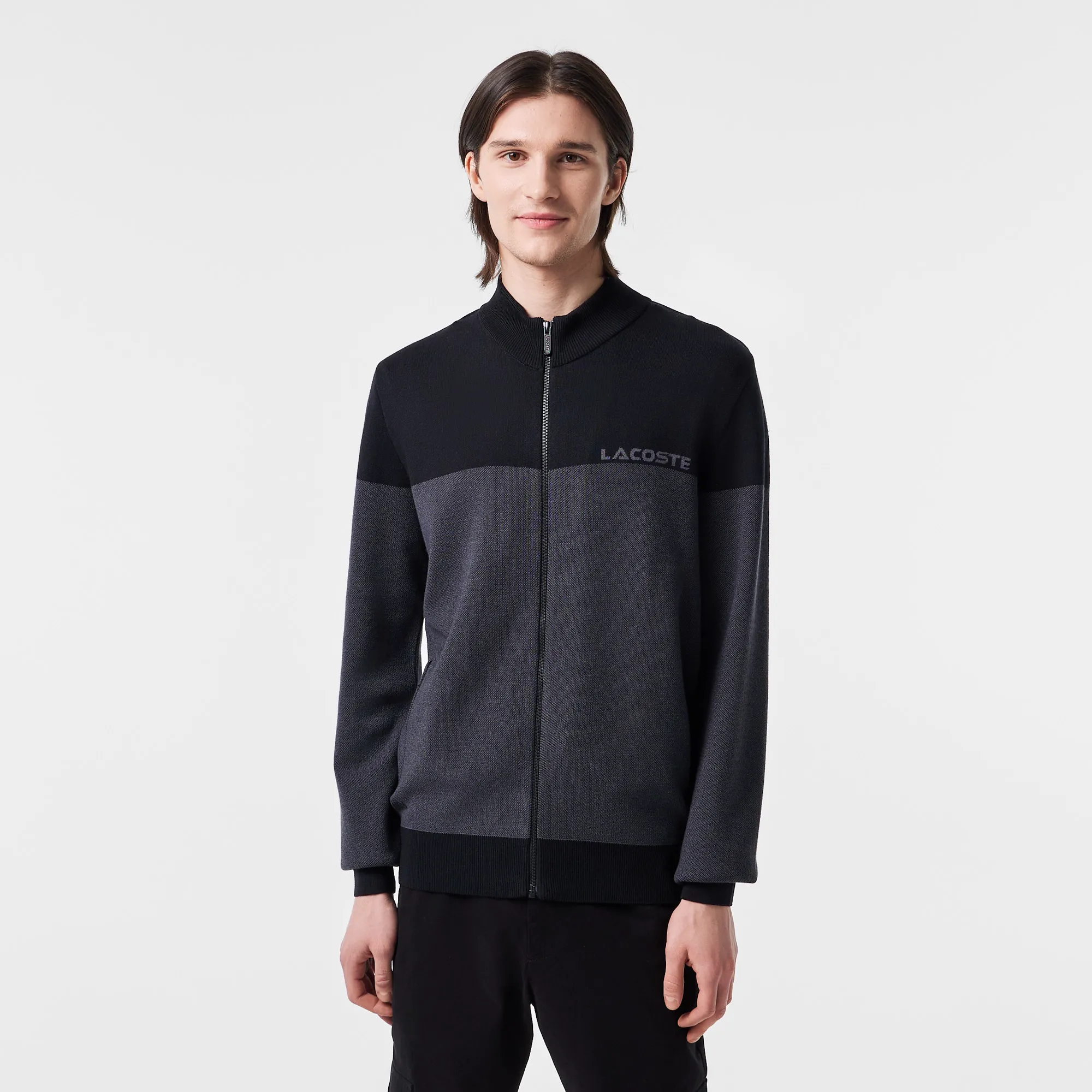 Мужской свитер Lacoste на молнии, серый, арт. AH2423