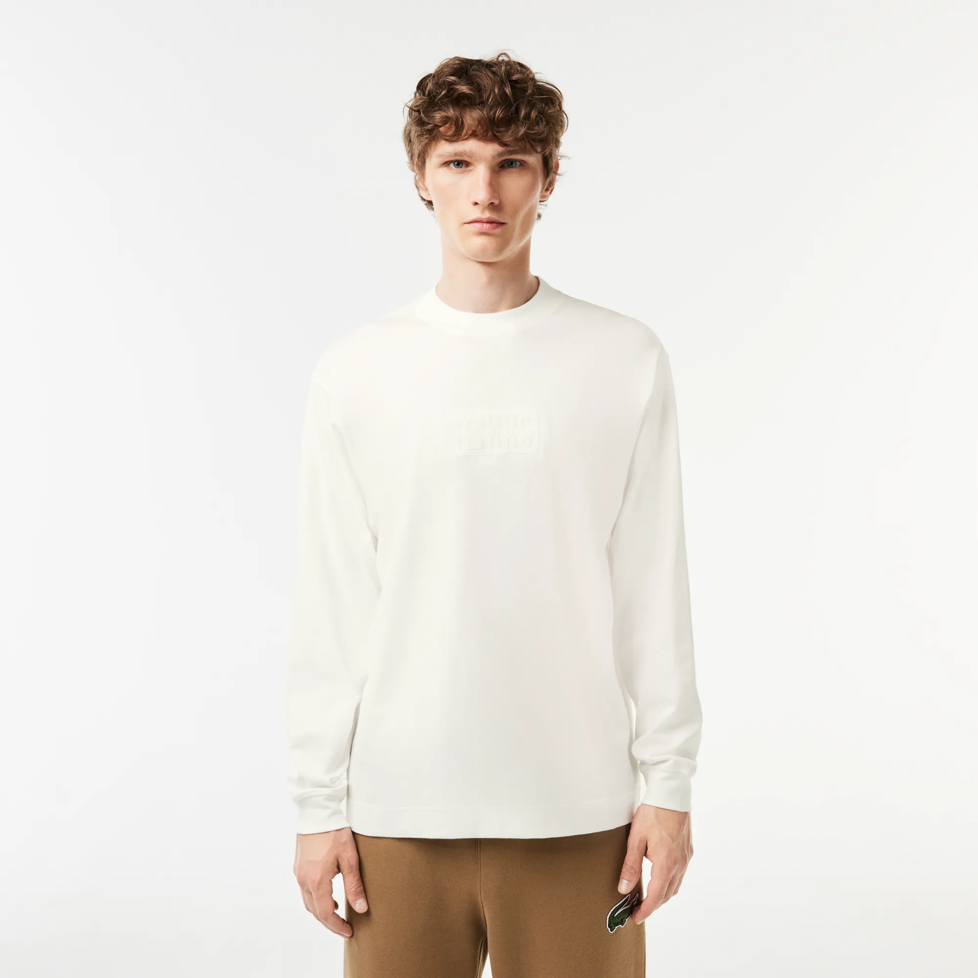 Мужская футболка - лонгслив Lacoste, белый, арт. TH2505