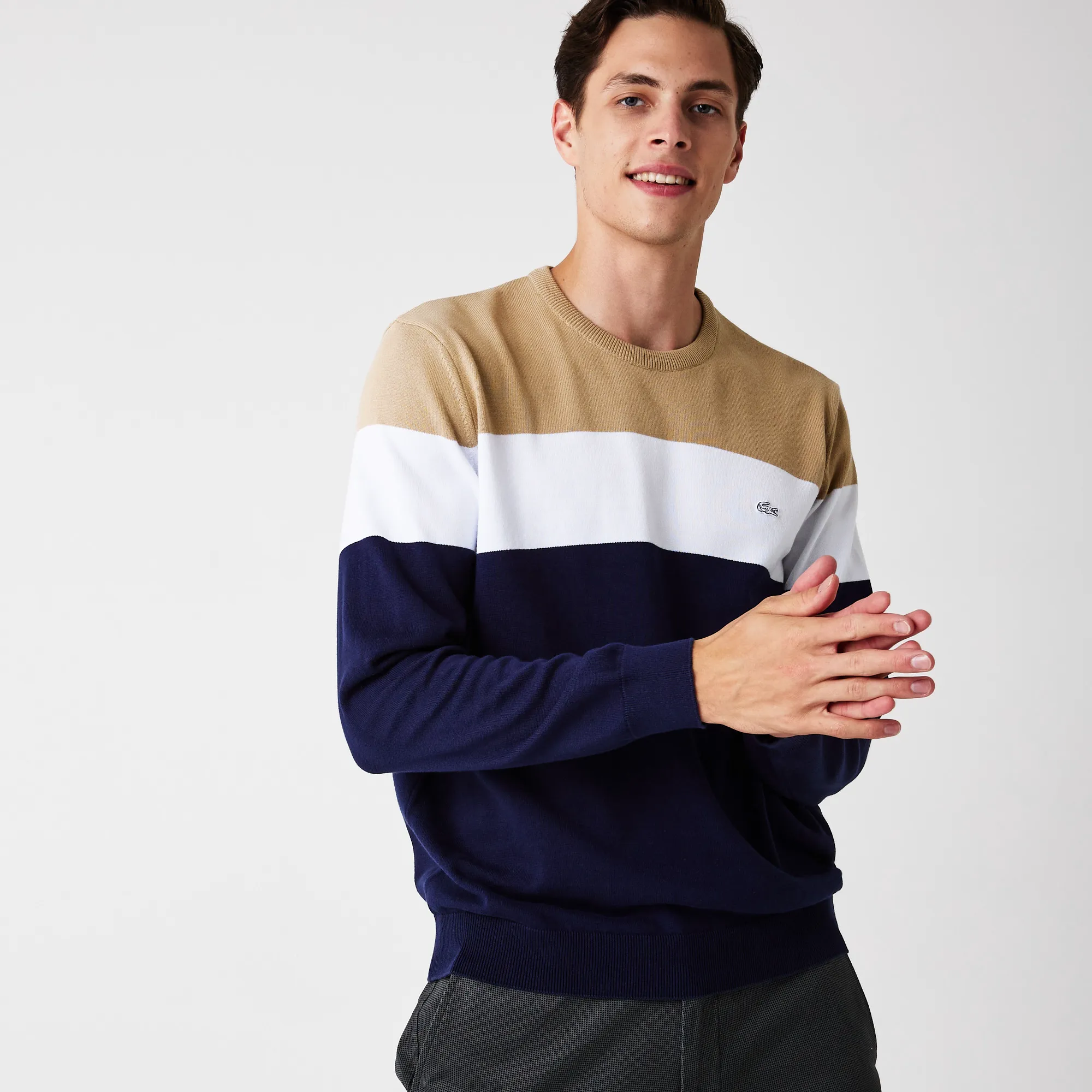 Мужской свитер Lacoste с круглым вырезом, синий, арт. AH2157