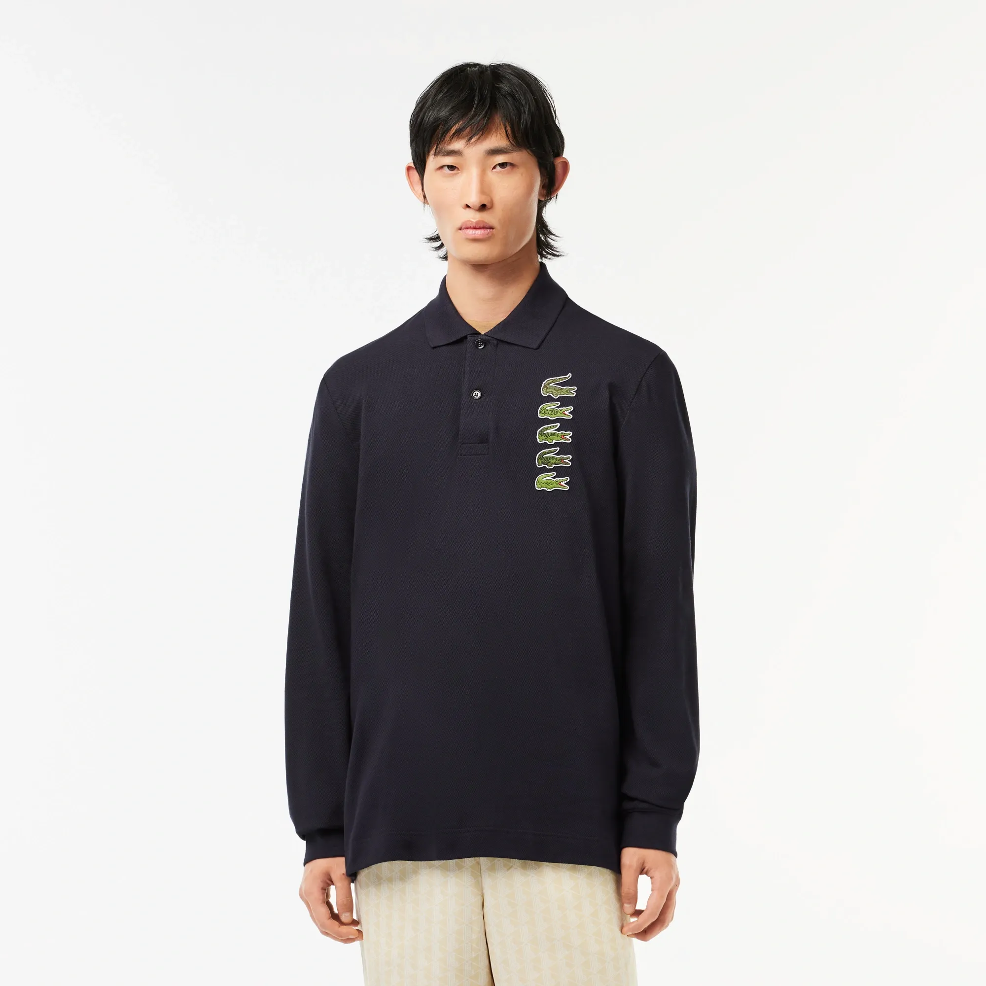 Мужское поло Lacoste L.12.12 с длинным рукавом, синий, арт. PH3462