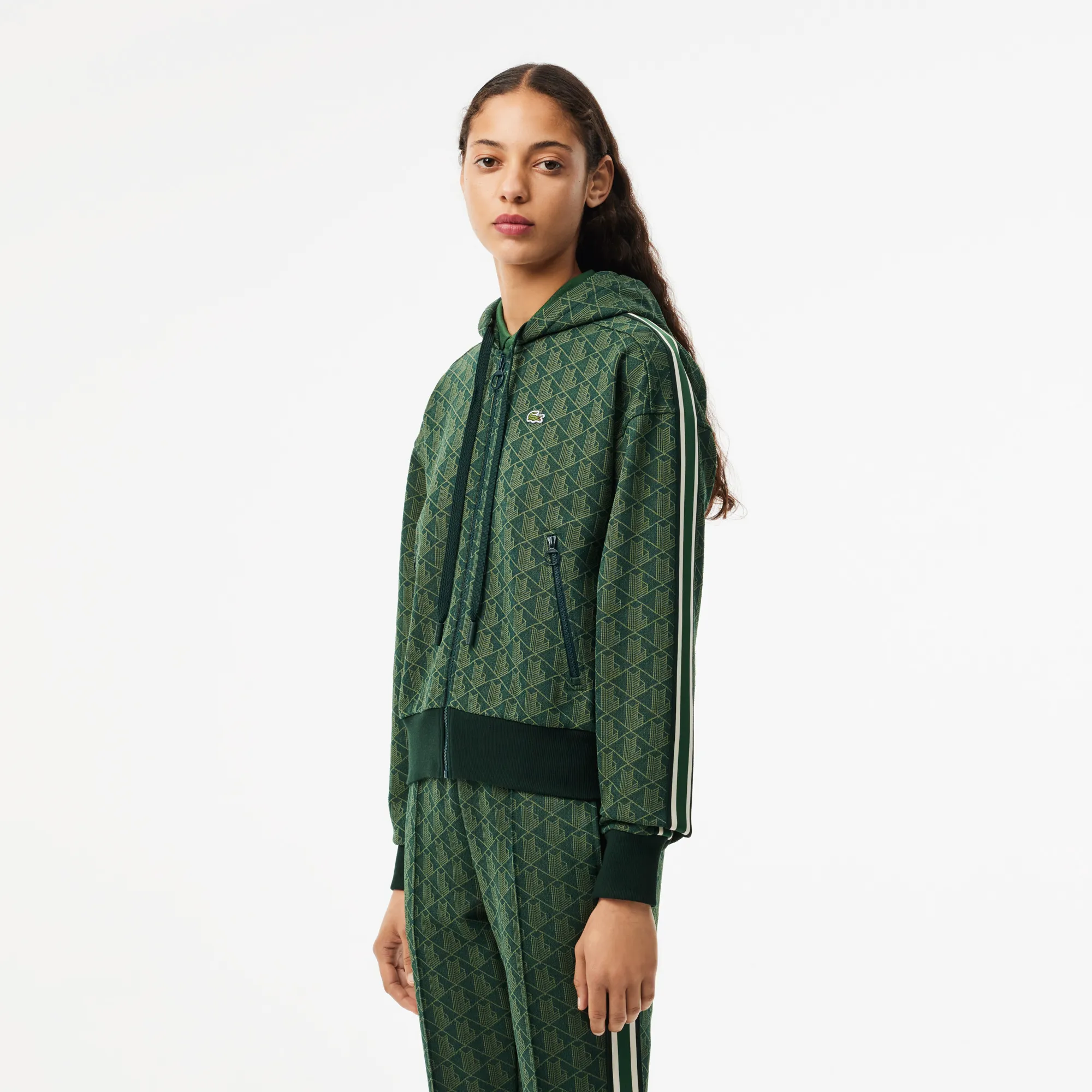 Женская жаккардовая толстовка Lacoste, зеленый, арт. SF7606