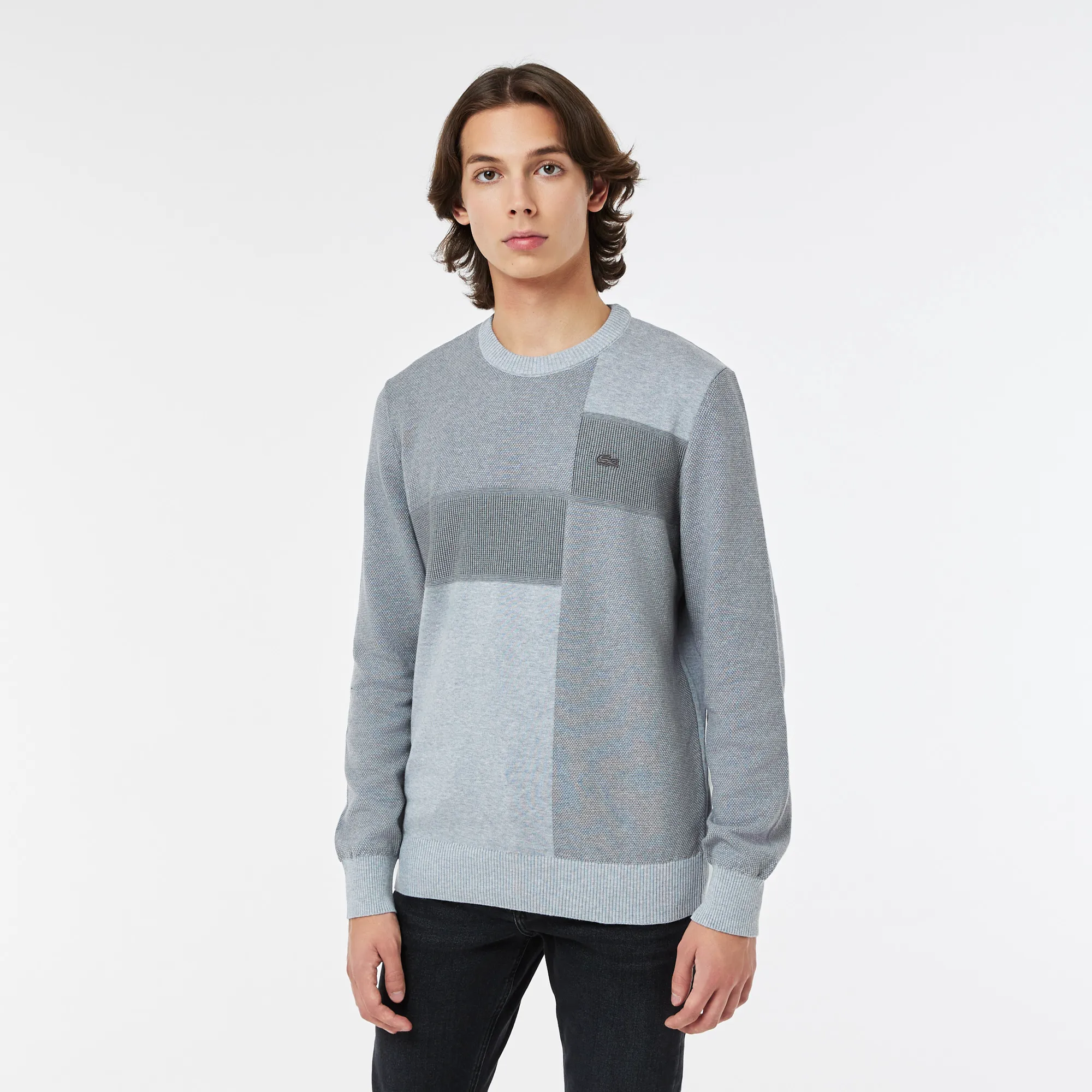 Мужской хлопковый свитер Lacoste Regular Fit, серый, арт. AH2406