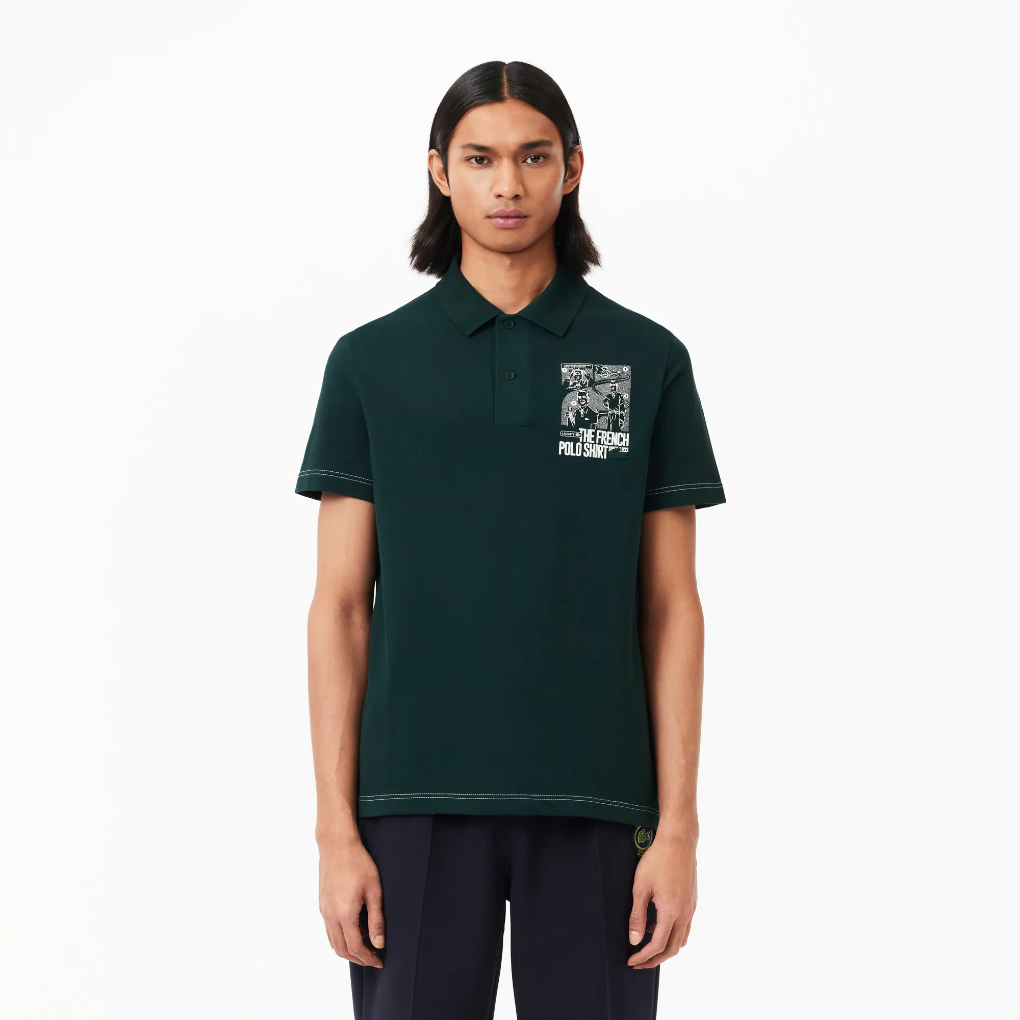 Поло Lacoste с контрастным принтом, синий, арт. PH7416