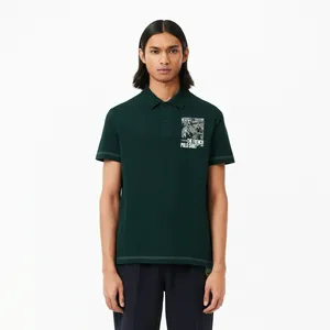 Поло Lacoste с контрастным принтом, синий, арт. PH7416