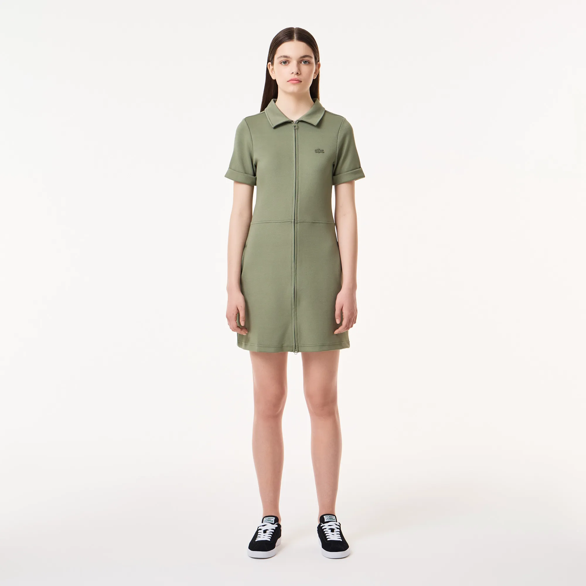 Платье Lacoste на молнии с воротником поло, зеленый, арт. EF0419