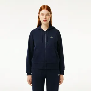 Женская флисовая толстовка Lacoste с капюшоном на молнии, синий, арт. SF9213