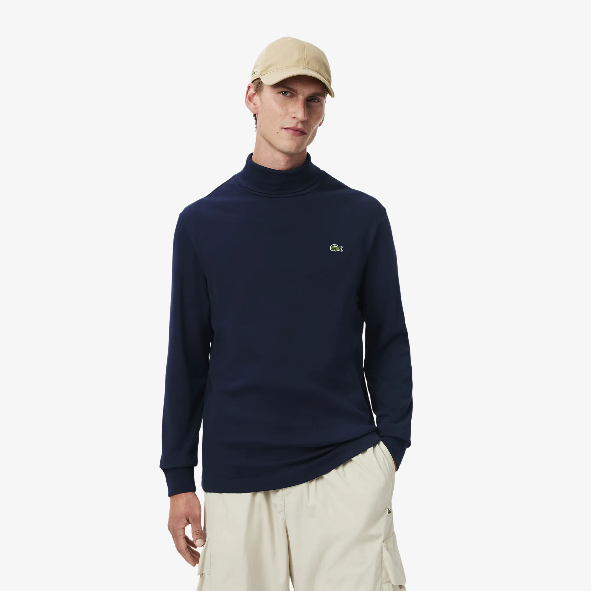 Мужской лонгслив Lacoste с высоким воротом, синий, арт. UH2828