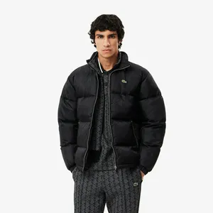 Водоотталкивающий короткий пуховик Lacoste с монограммой, черный, арт. BH4004