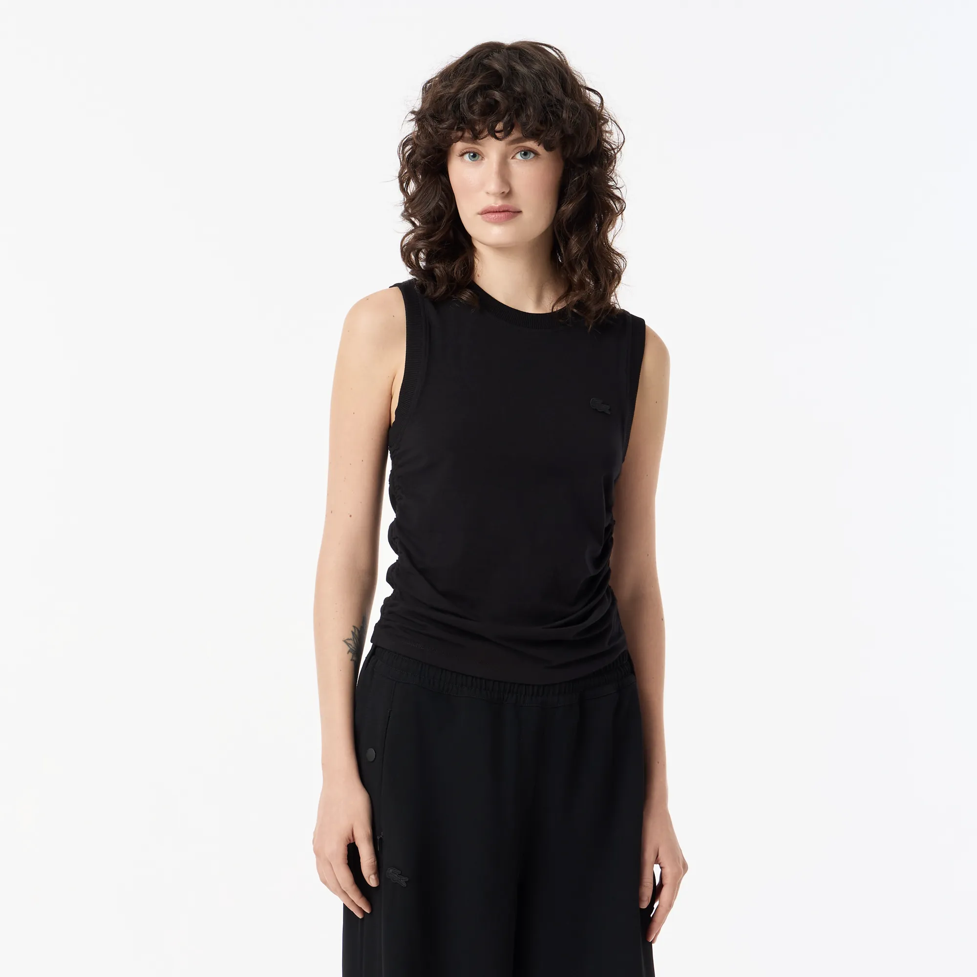 Женский топ Lacoste из эластичного хлопка, черный, арт. TF0508