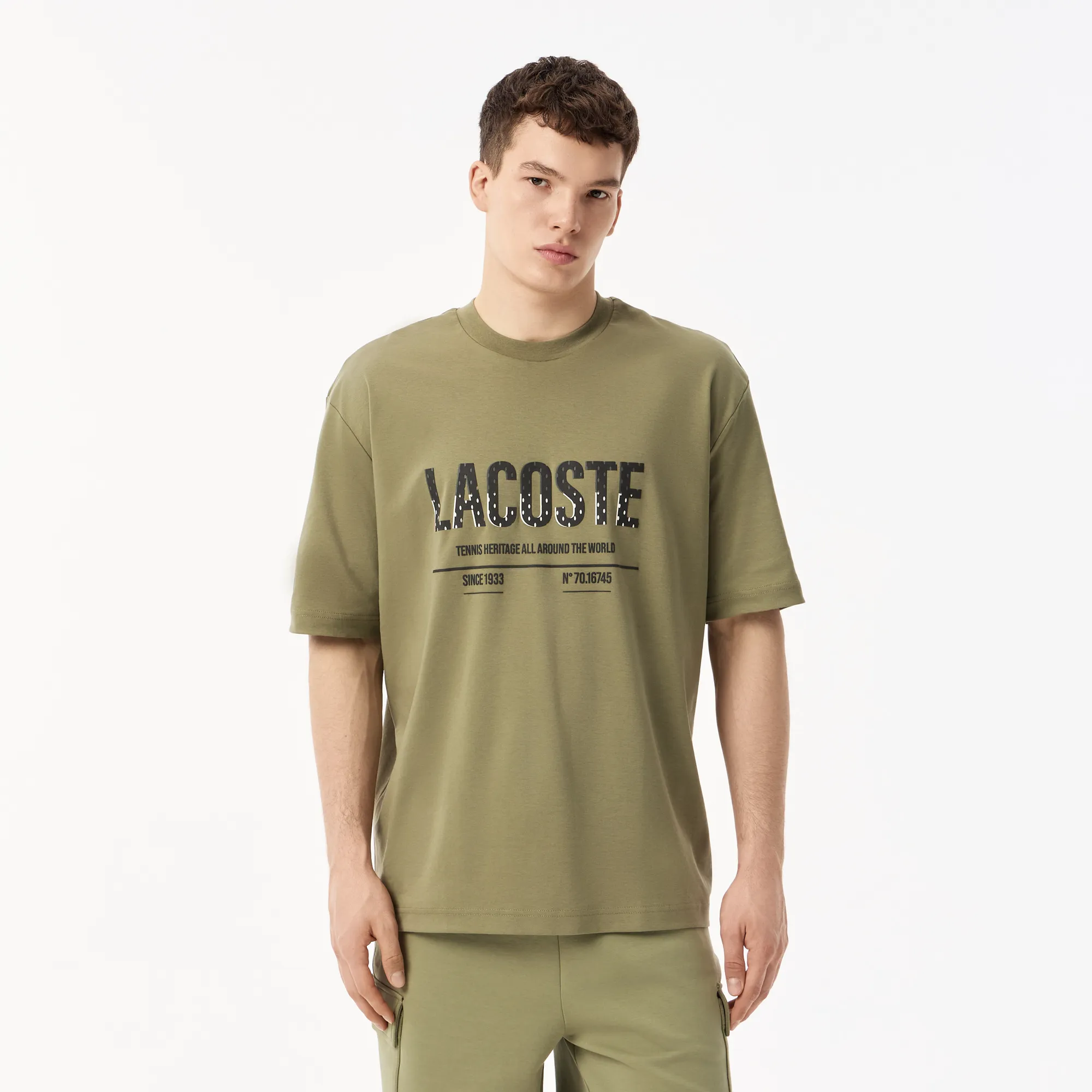 Мужская футболка Lacoste, хаки, арт. TH0506R