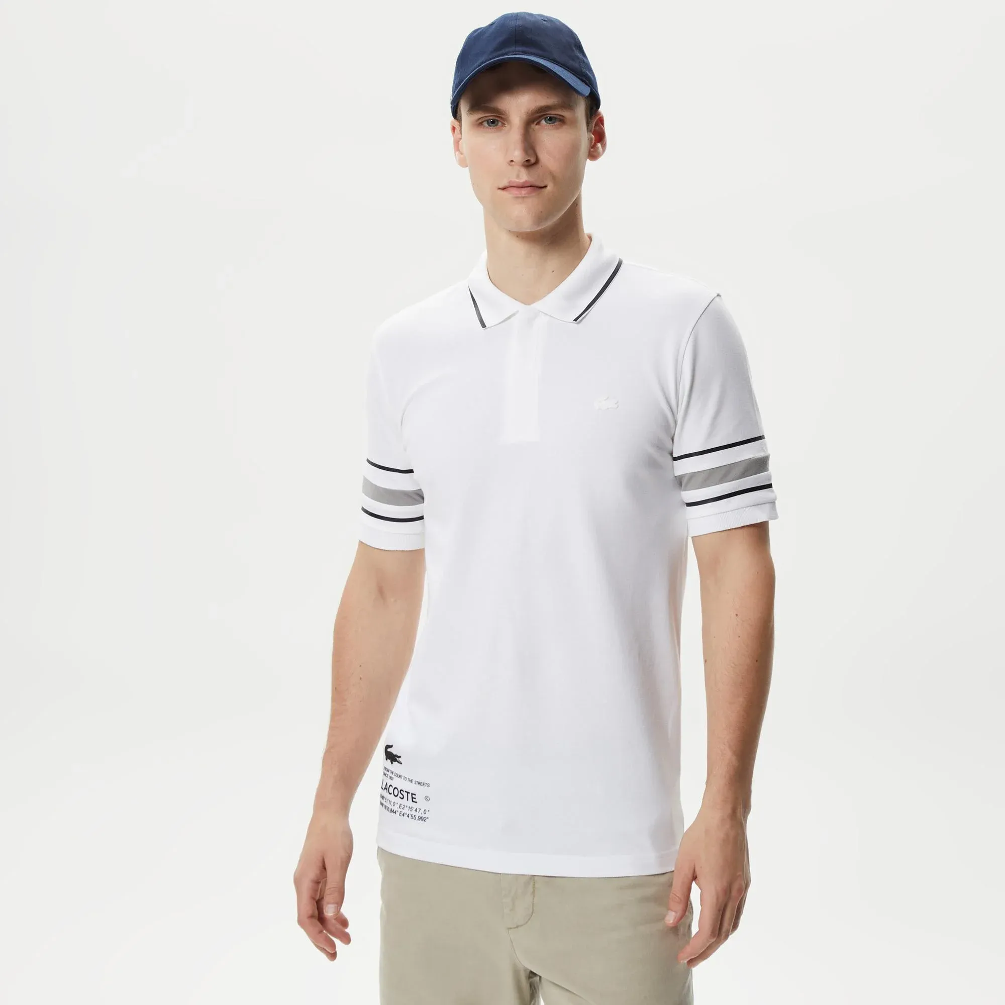 Мужское поло Lacoste Slim Fit Printed Active, белый, арт. PH0305