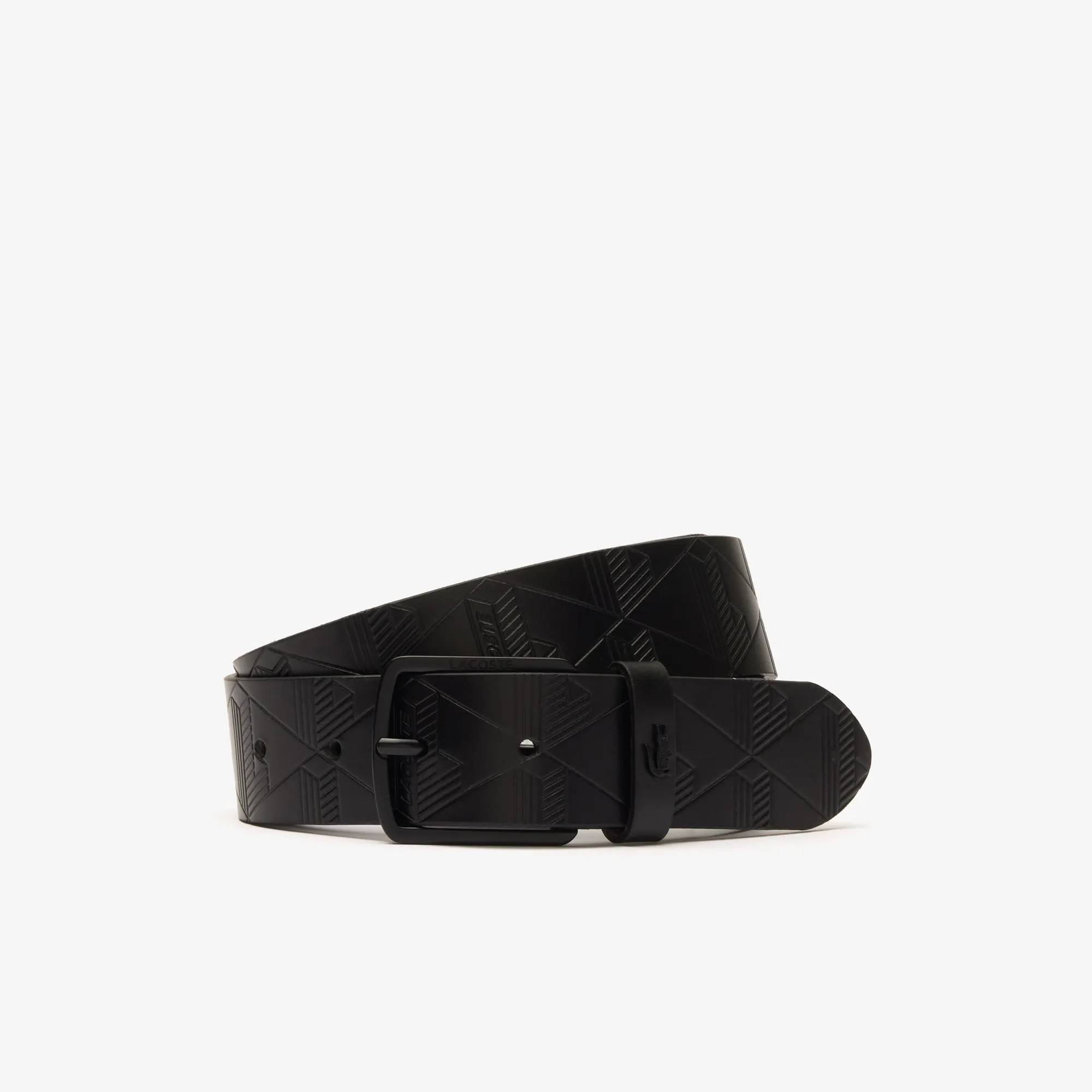 Кожаный ремень Lacoste Monogram, черный, арт. RC4093