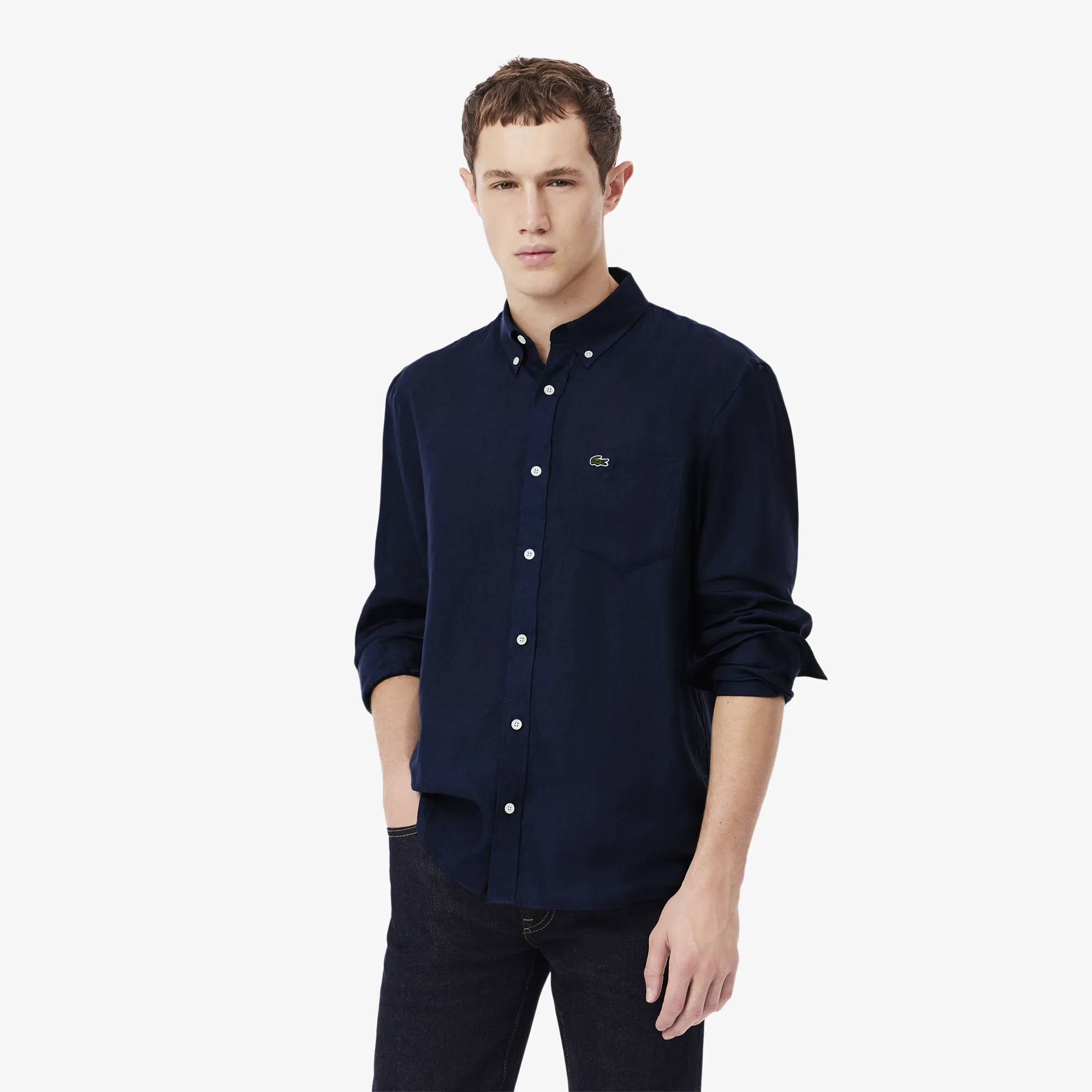 Мужская льняная рубашка Lacoste Regular Fit, синий, арт. CH5692