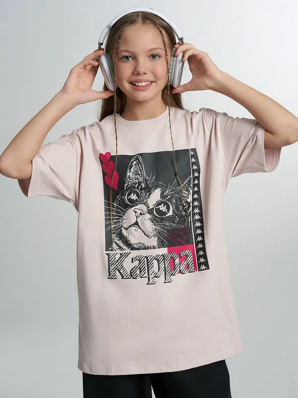 Футболка Kappa со свободным кроем и принтом, розовый, арт. 145733KAP-80