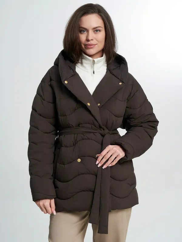 Пуховик свободного кроя Cordillero, коричневый, арт. 137268C37-T4